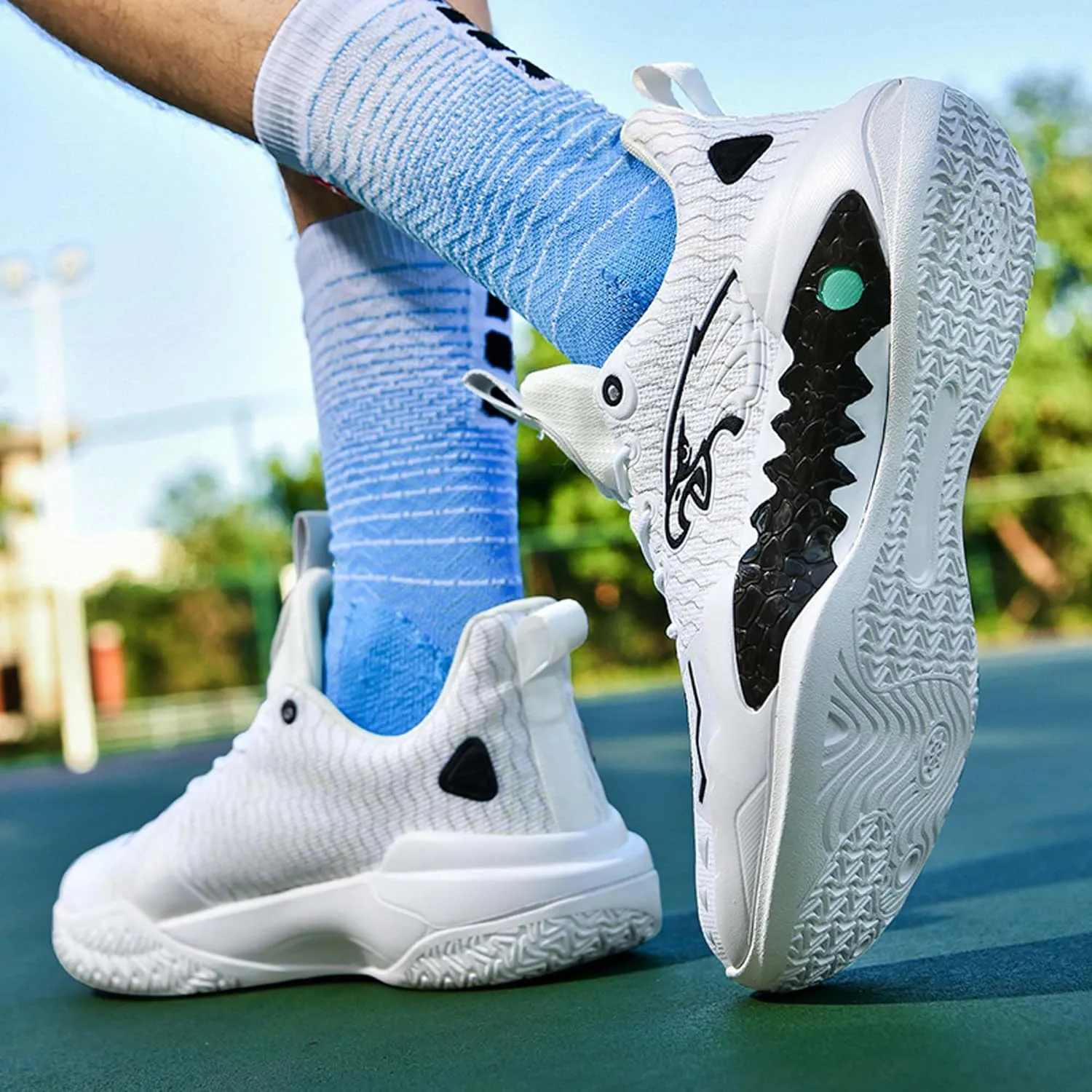 Men's Basketball Shoes Indoor or Outdoor Non-Slip Rebound Training Sneakers Women's Lightweight Breathable Fitness Tennis Running Shoes Outdoor Fashion Fluorescent Shoes