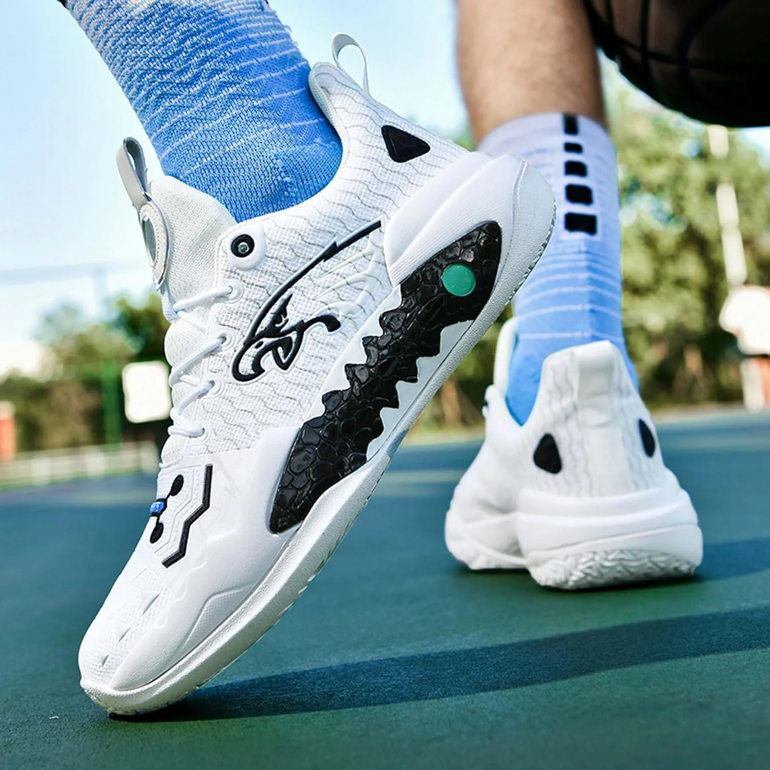Men's Basketball Shoes Indoor or Outdoor Non-Slip Rebound Training Sneakers Women's Lightweight Breathable Fitness Tennis Running Shoes Outdoor Fashion Fluorescent Shoes