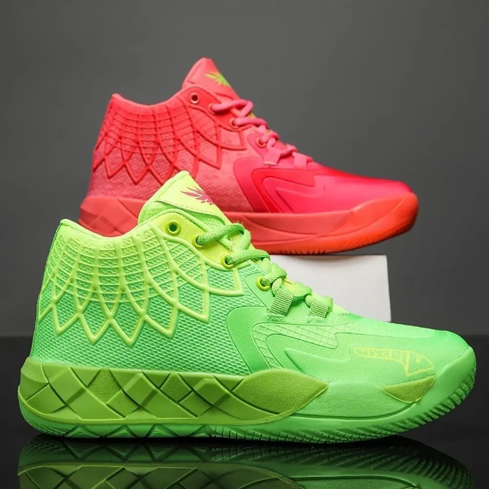 Men's Basketball Shoes with Breathable Mesh Shock-Absorbing Anti Slip Wear-Resistant Casual Fashionable Sports Training Boots