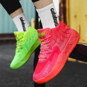 Men's Basketball Shoes with Breathable Mesh Shock-Absorbing Anti Slip Wear-Resistant Casual Fashionable Sports Training Boots