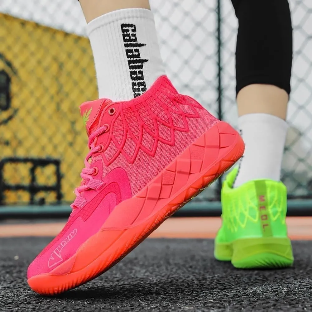 Men's Basketball Shoes with Breathable Mesh Shock-Absorbing Anti Slip Wear-Resistant Casual Fashionable Sports Training Boots