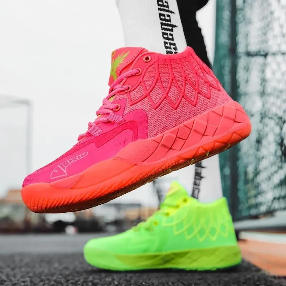 Men's Basketball Shoes with Breathable Mesh Shock-Absorbing Anti Slip Wear-Resistant Casual Fashionable Sports Training Boots
