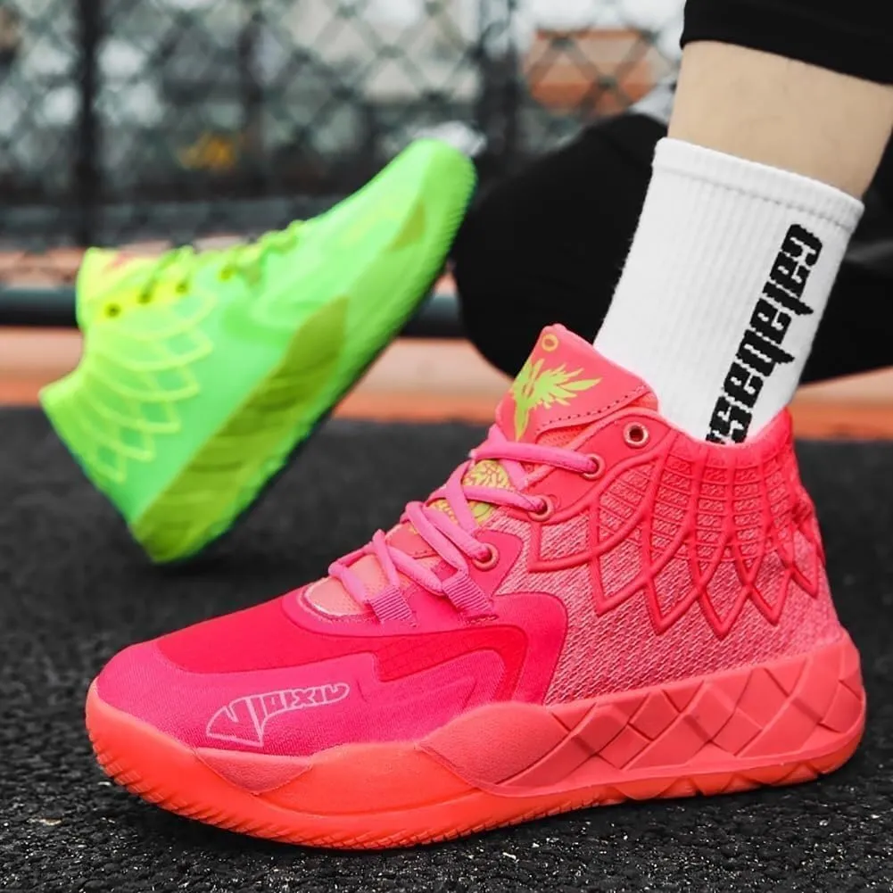 Men's Basketball Shoes with Breathable Mesh Shock-Absorbing Anti Slip Wear-Resistant Casual Fashionable Sports Training Boots