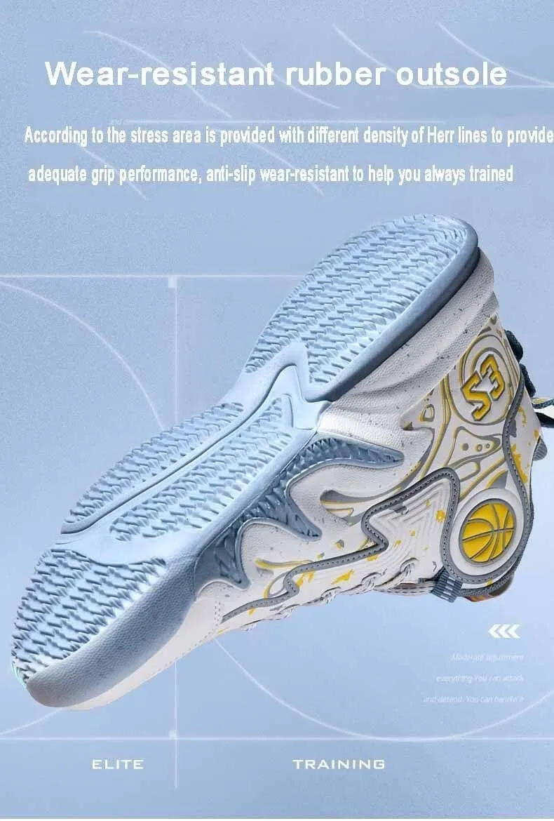Men's Basketball Shoes with Lace Up Breathable Non Slip Rubber Sole Fashionable Sports Training Boots