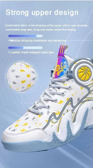 Men's Basketball Shoes with Lace Up Breathable Non Slip Rubber Sole Fashionable Sports Training Boots