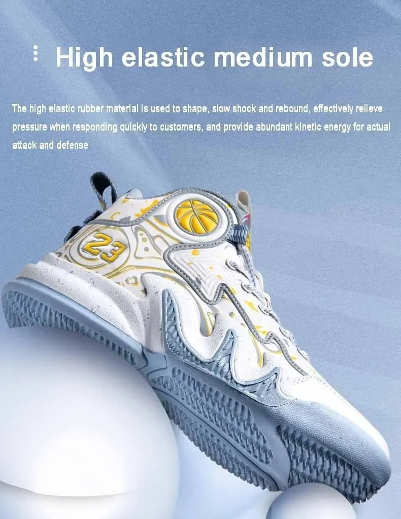 Men's Basketball Shoes with Lace Up Breathable Non Slip Rubber Sole Fashionable Sports Training Boots
