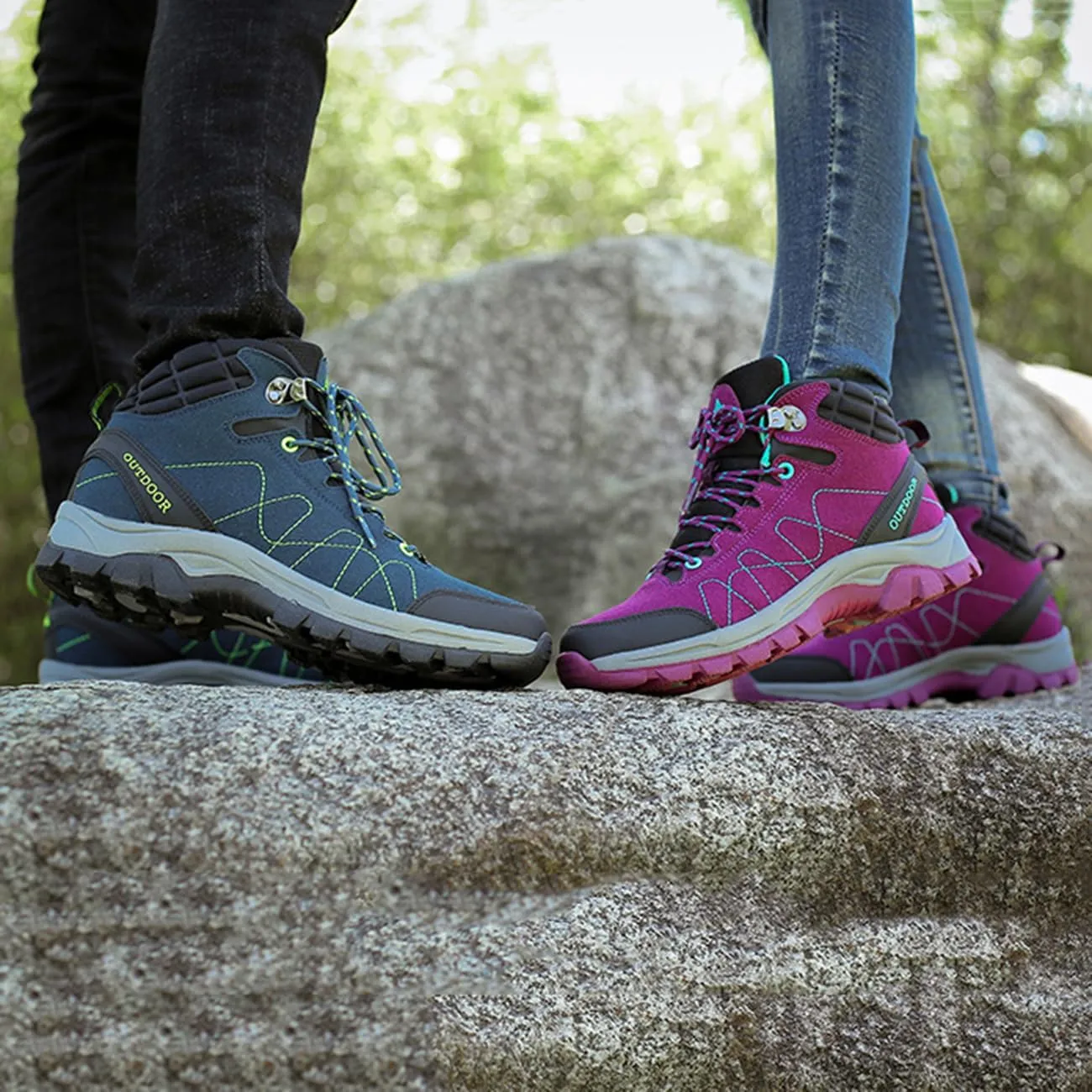 Men's Casual Hiking Boots Outdoor Waterproof Non-Slip Work Boots High Top Trekking Hiking Shoes