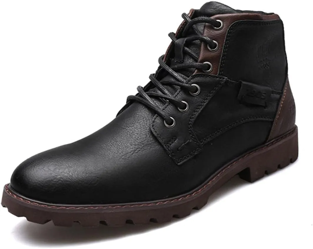 Men's Hiking Boots Waterproof Casual Chukka Boots for Men Ankle Leather Winter Warm Lining Snow Hiking Boots for Men Outdoor Non-Slip Walking Shoes Casual Chukka Boots Motorcycle Boots Business Shoe