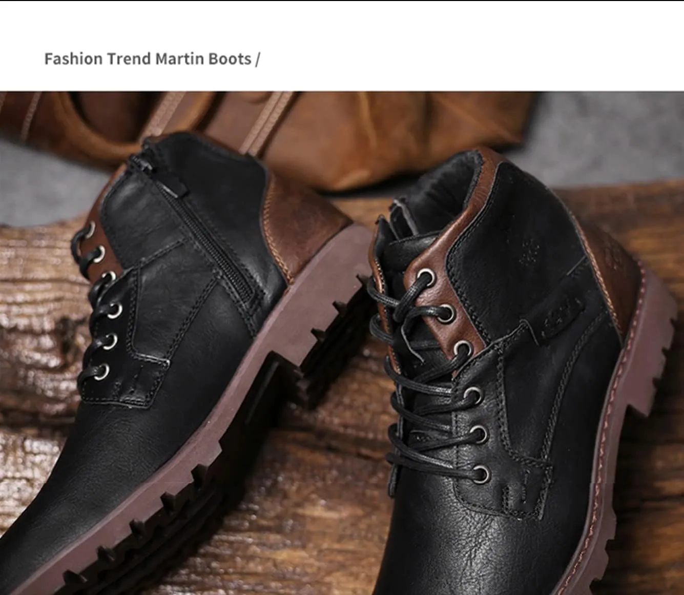 Men's Hiking Boots Waterproof Casual Chukka Boots for Men Ankle Leather Winter Warm Lining Snow Hiking Boots for Men Outdoor Non-Slip Walking Shoes Casual Chukka Boots Motorcycle Boots Business Shoe