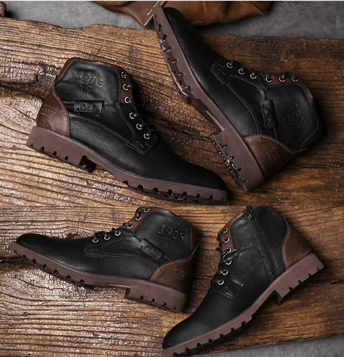 Men's Hiking Boots Waterproof Casual Chukka Boots for Men Ankle Leather Winter Warm Lining Snow Hiking Boots for Men Outdoor Non-Slip Walking Shoes Casual Chukka Boots Motorcycle Boots Business Shoe