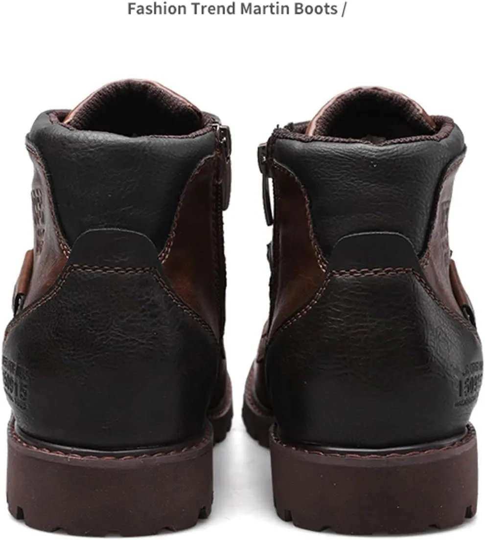 Men's Hiking Boots Waterproof Casual Chukka Boots for Men Ankle Leather Winter Warm Lining Snow Hiking Boots for Men Outdoor Non-Slip Walking Shoes Casual Chukka Boots Motorcycle Boots Business Shoe