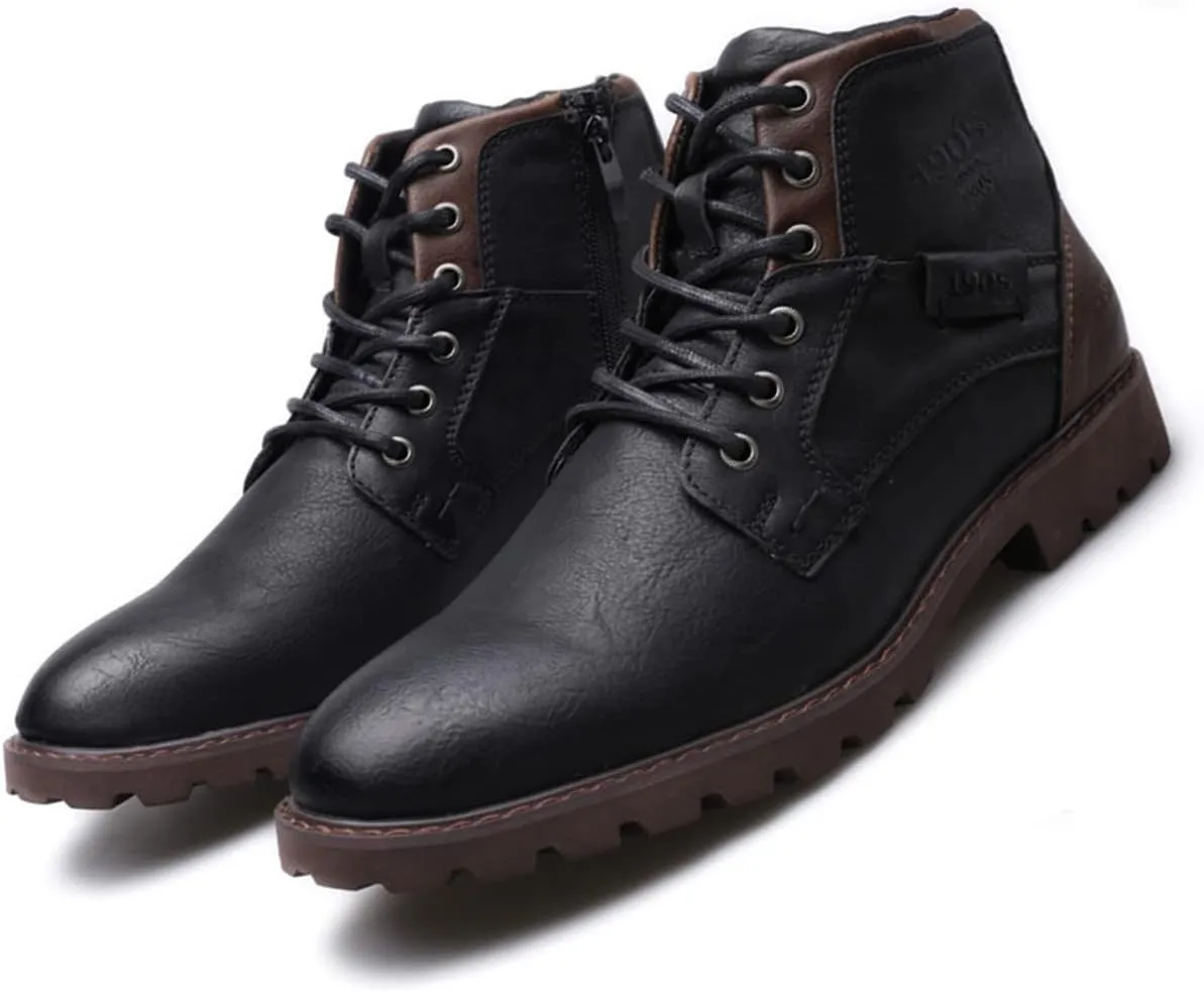 Men's Hiking Boots Waterproof Casual Chukka Boots for Men Ankle Leather Winter Warm Lining Snow Hiking Boots for Men Outdoor Non-Slip Walking Shoes Casual Chukka Boots Motorcycle Boots Business Shoe