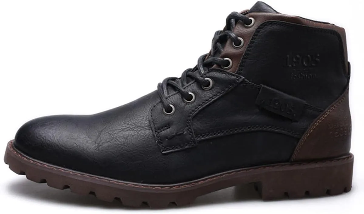 Men's Hiking Boots Waterproof Casual Chukka Boots for Men Ankle Leather Winter Warm Lining Snow Hiking Boots for Men Outdoor Non-Slip Walking Shoes Casual Chukka Boots Motorcycle Boots Business Shoe