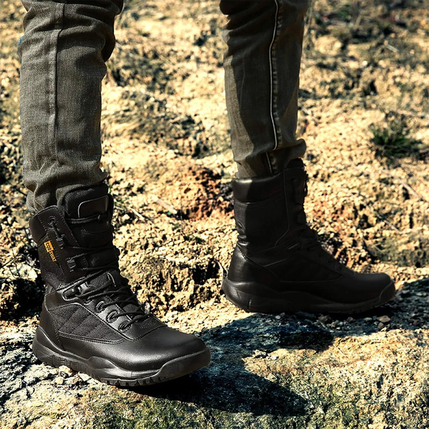 Mens Leather Military Boots Training Wearable Desert Combat Boots, for Hiking, Hunting, Working, Walking,40