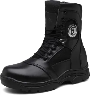 Men's Leather with Zipper Military Boots Outdoor Desert Tactical Boots, for Hiking, Hunting, Working, Walking,46