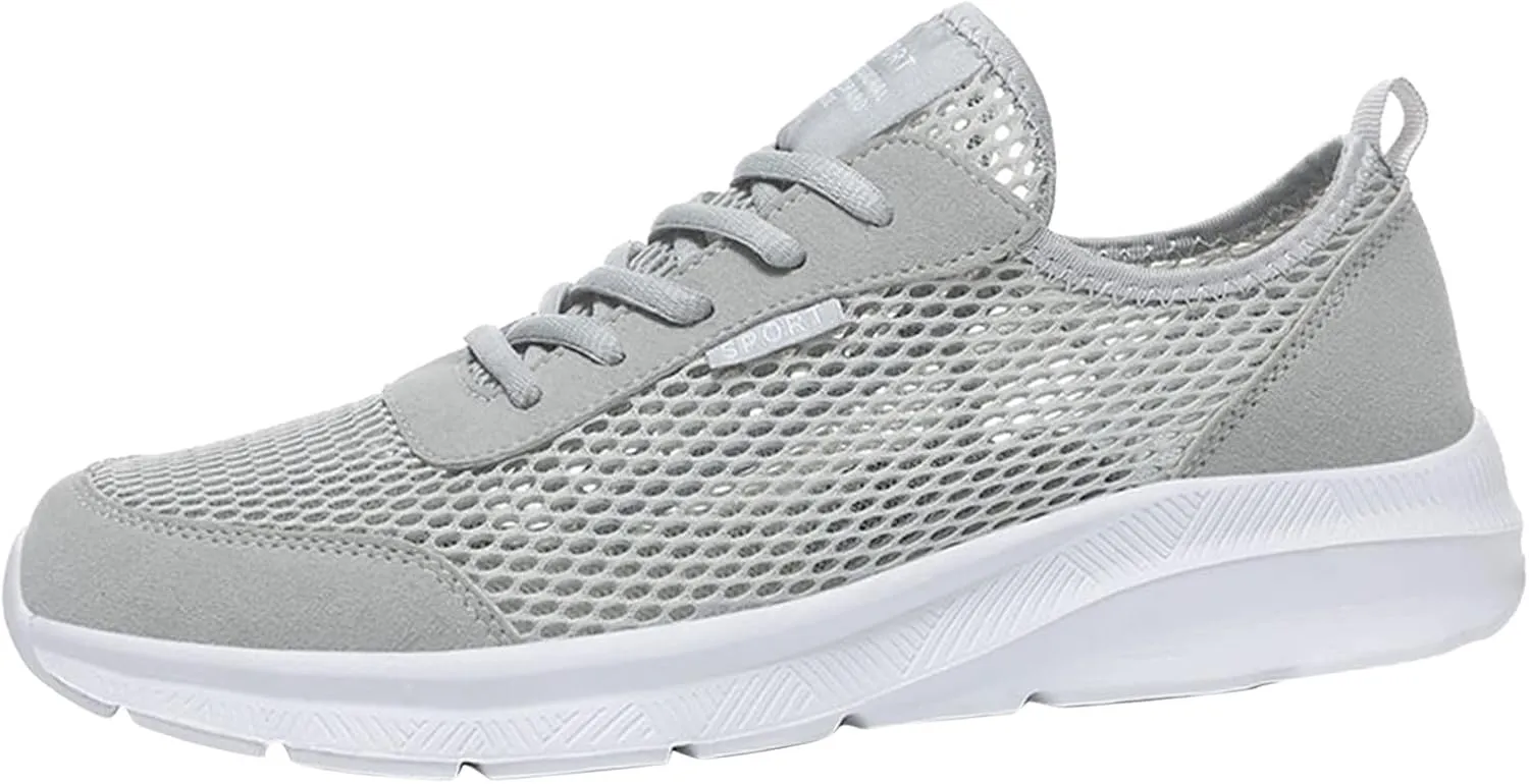 Men's Running Tennis Shoes Breathable Walking Shoes Lace Up Outdoor Casual Mesh Trainer Running (Grey, 13)