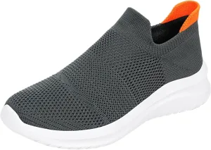 Men's Running Tennis Shoes Breathable Walking Shoes Slip on Sport Athletic Casual Mesh Trainer (Grey, 12.5)