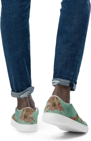 Men's Slip-On Casual Shoes | Fashion Canvas Sneakers for Daily Styling | Cherub Print | Loafers for Men, Turquoise, US Men’s 6.5