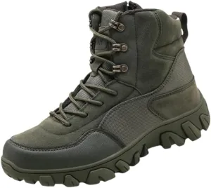 Men's Tactical Military Boots Lightweight Mid Ankle Hiking Boots Side Zip Trekking Outdoor Work Combat Boots