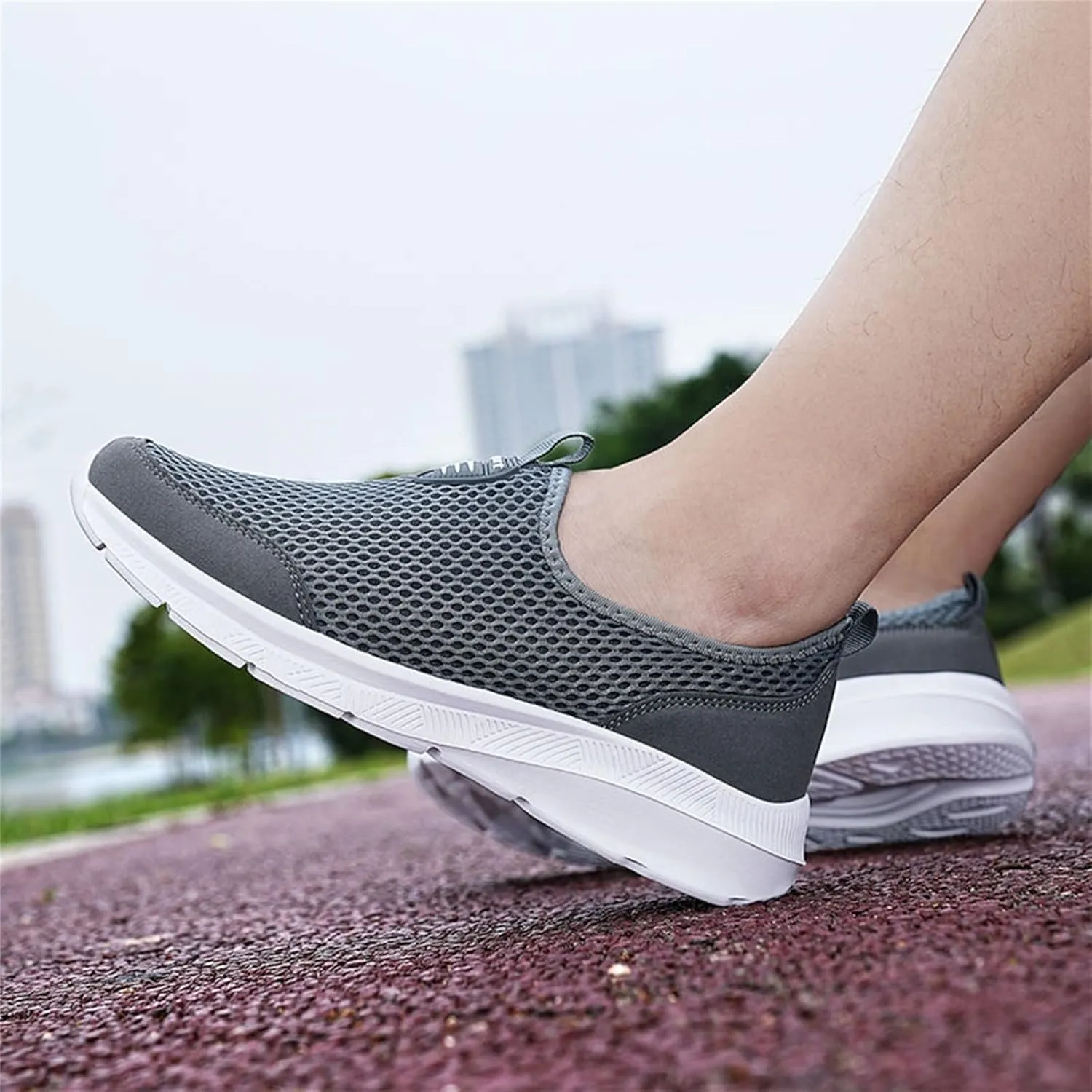 Non Slip Work Sport Shoes for Men Lace Up Lightweight Breathable Fashion Sneaker Arch Support Plantar Fasciitis