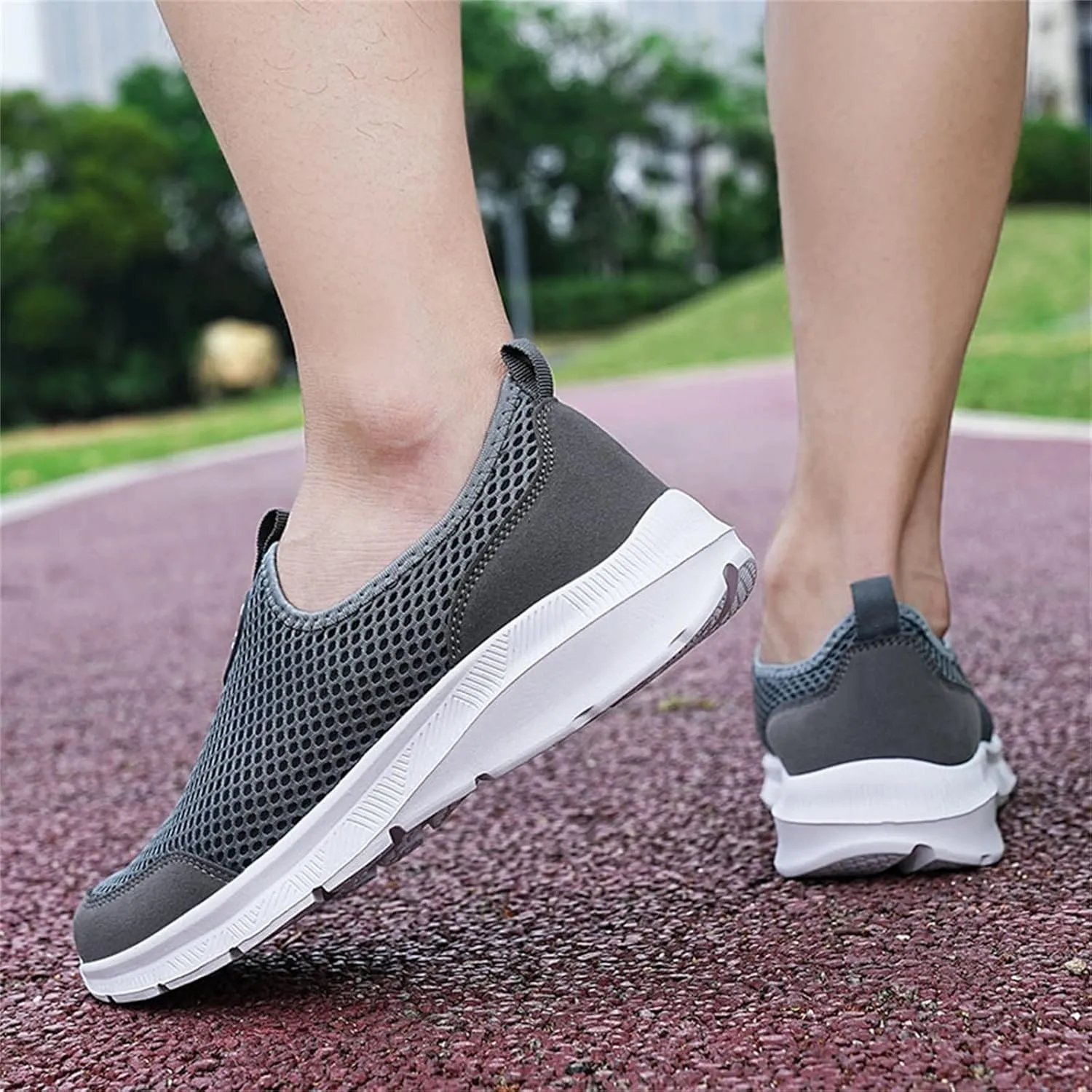Non Slip Work Sport Shoes for Men Lace Up Lightweight Breathable Fashion Sneaker Arch Support Plantar Fasciitis