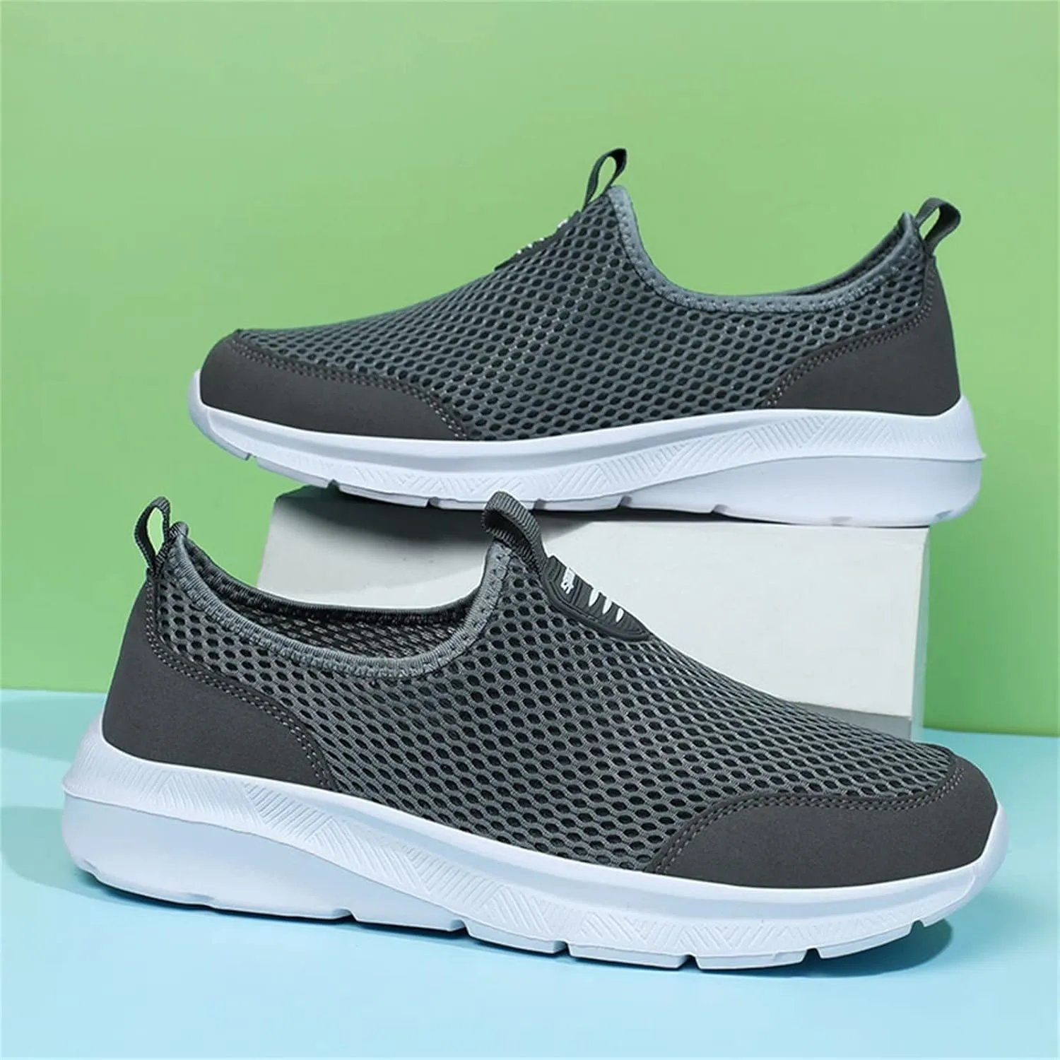 Non Slip Work Sport Shoes for Men Lace Up Lightweight Breathable Fashion Sneaker Arch Support Plantar Fasciitis