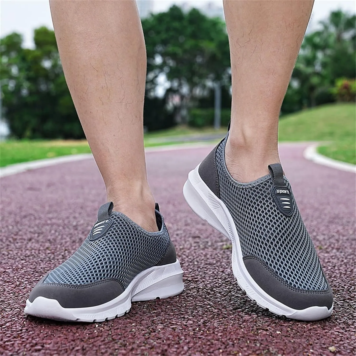 Non Slip Work Sport Shoes for Men Lace Up Lightweight Breathable Fashion Sneaker Arch Support Plantar Fasciitis