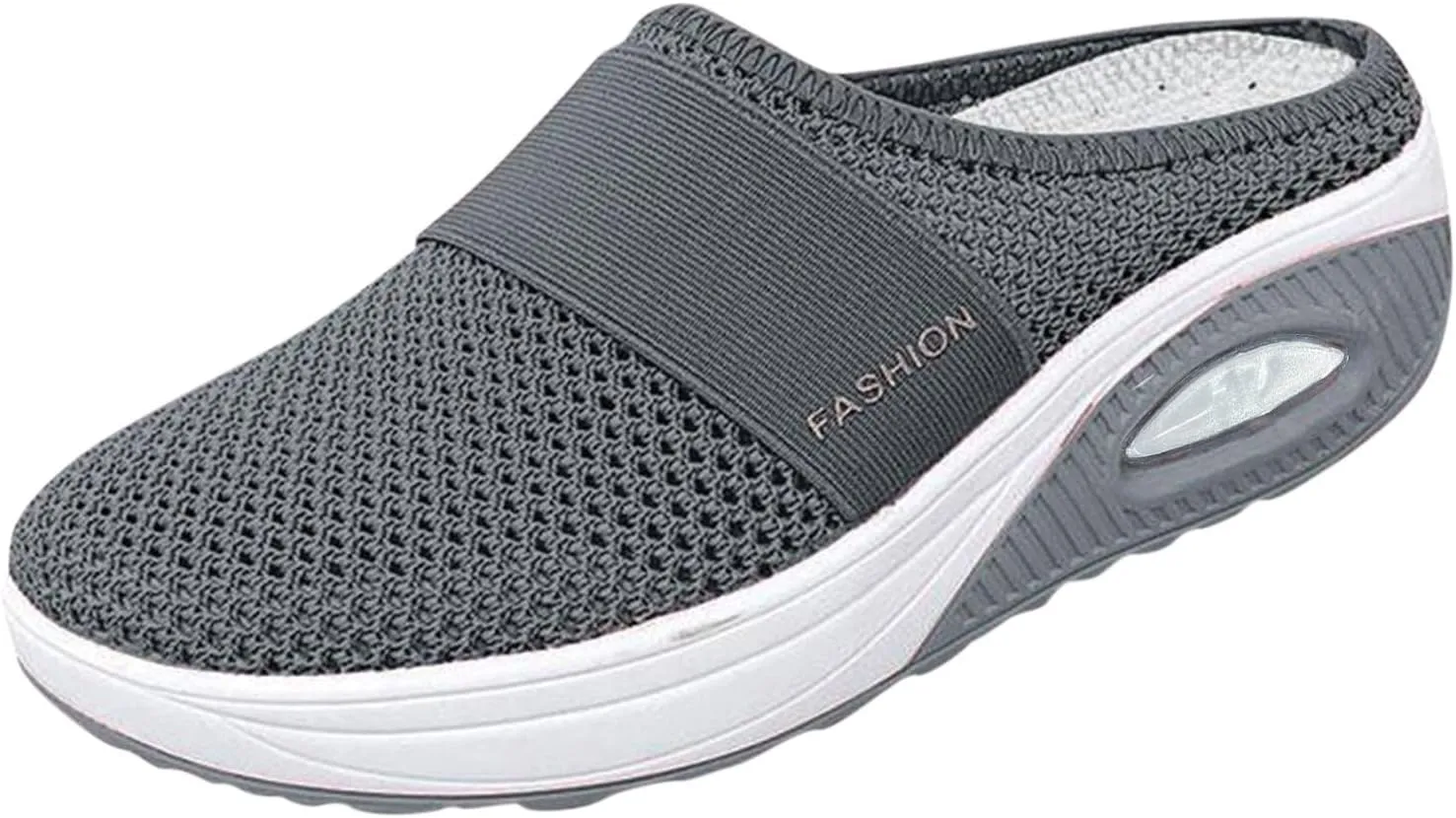 Orthopedic Walking Shoes Mules for Women 2025 Casual Mesh Summer Slip-On Breathable Slippers Closed Toe Diabetic Air-Cushion Slip-On Slides with Arch-Support