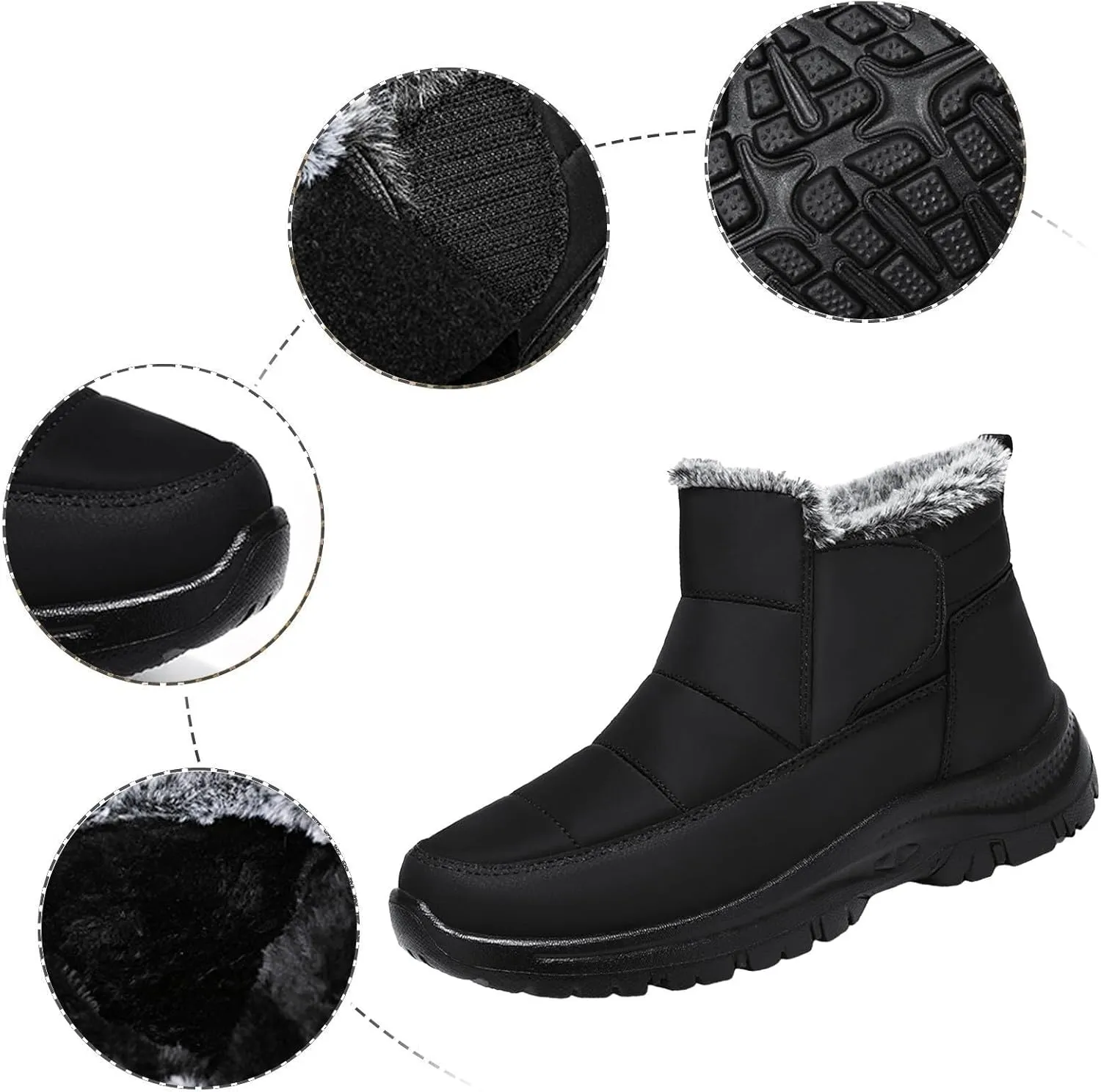 peqiut Womens Snow Boots Winter Snow Shoes Solid Color Fashion Warm Winter Ankle Boots Thickened Warm Outdoor Booties Comfort