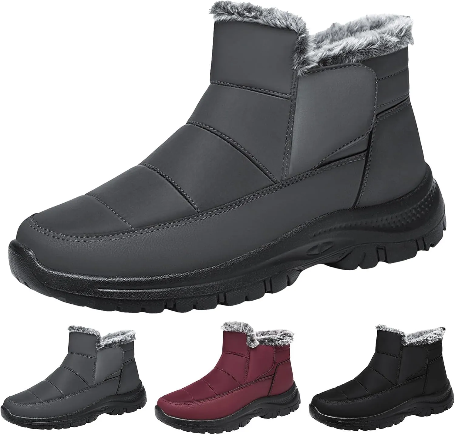 peqiut Womens Snow Boots Winter Snow Shoes Solid Color Fashion Warm Winter Ankle Boots Thickened Warm Outdoor Booties Comfort