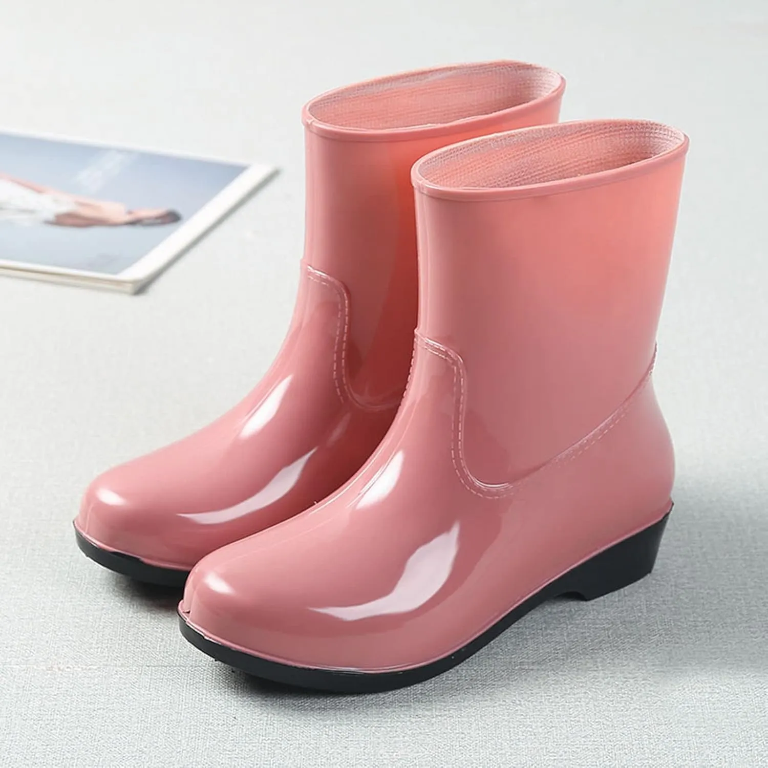 Rain Boots Women Tall Waterproof Mens Grounded Footwear Booties To Wear with Dresses Work Barefoot Shoes Packable Tall Rain Boots for Women Waterproof Chelsea Boots