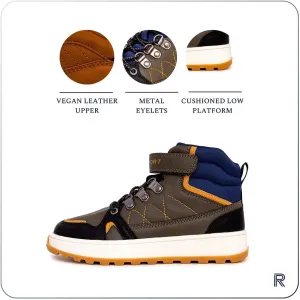 Rockport Boys Kids Hiking Boots  Youth High Top Outdoor Sneakers with Cushioned Insole  Durable Trail Shoes