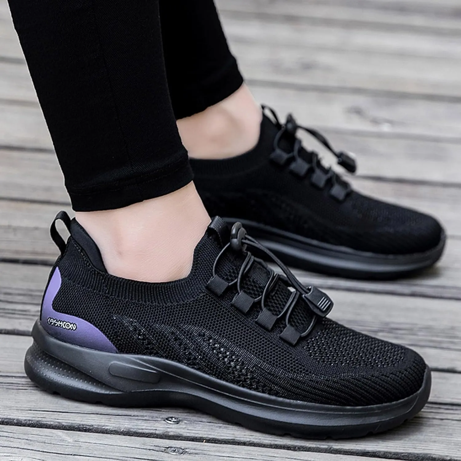 SBGMoSJ Walking Sneakers for Women 2023 Black Slip On Tennis Shoes Female Casual Flat Shoes for Women Wide Width Womens Tennis Shoes Size 10 Wide Width Walking Shoes Women Wide Width