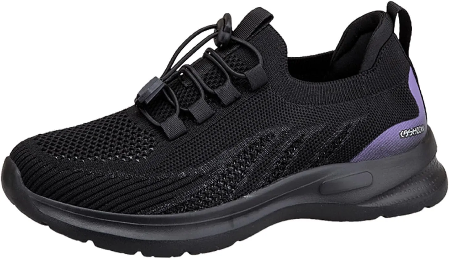 SBGMoSJ Walking Sneakers for Women 2023 Black Slip On Tennis Shoes Female Casual Flat Shoes for Women Wide Width Womens Tennis Shoes Size 10 Wide Width Walking Shoes Women Wide Width