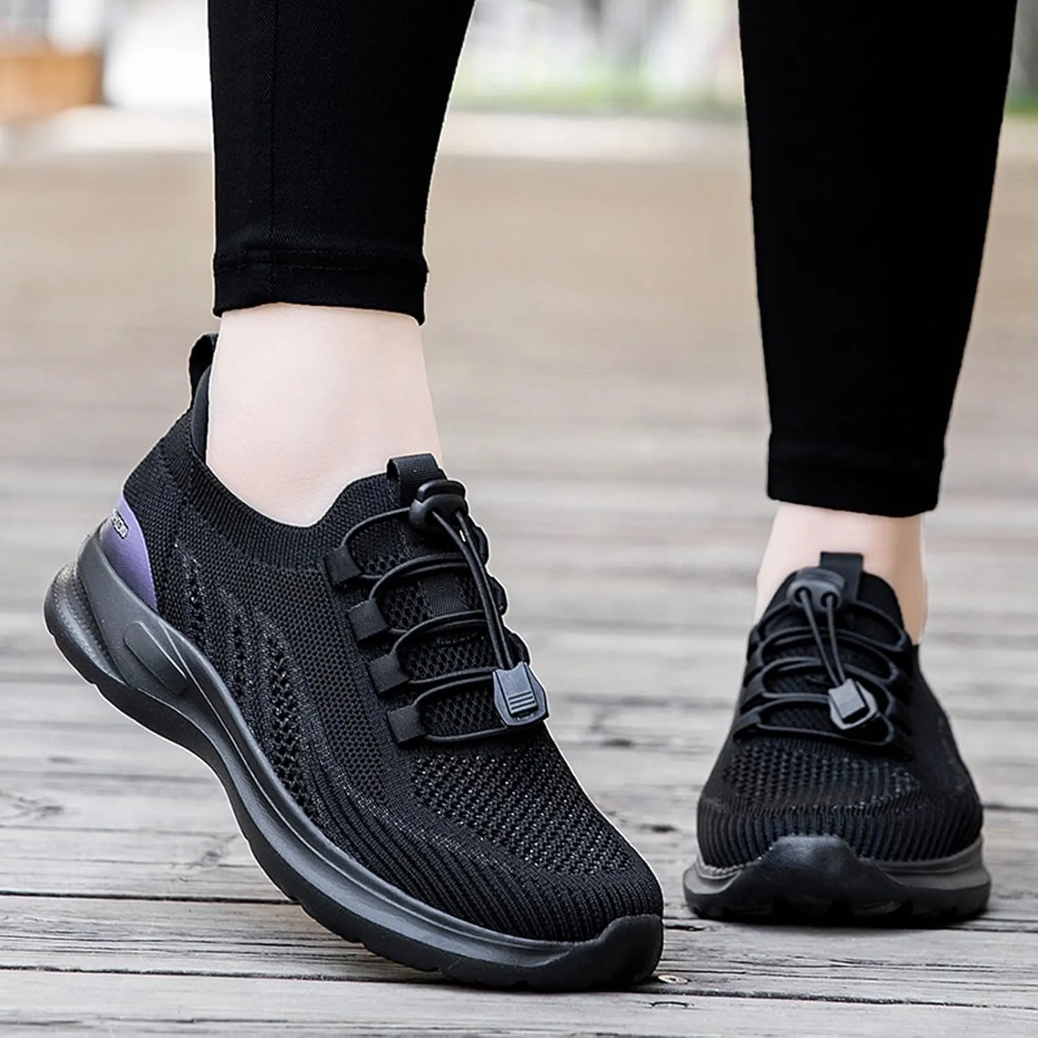 SBGMoSJ Walking Sneakers for Women 2023 Black Slip On Tennis Shoes Female Casual Flat Shoes for Women Wide Width Womens Tennis Shoes Size 10 Wide Width Walking Shoes Women Wide Width