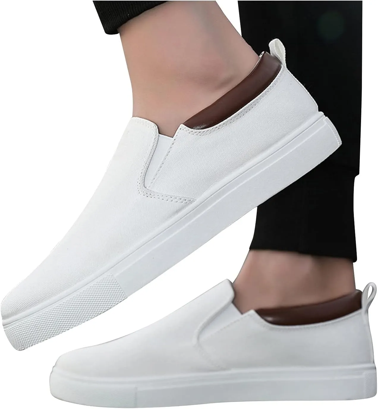 Slip on Walking Shoes for Men Comfy Knitted Memory Foam Breathable Lightweight Fashion Sneakers Non Slip Arch Support Cushioning Workout Tennis Shoes Wide Width
