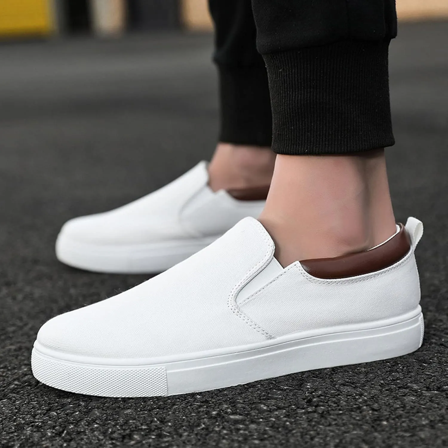 Slip on Walking Shoes for Men Comfy Knitted Memory Foam Breathable Lightweight Fashion Sneakers Non Slip Arch Support Cushioning Workout Tennis Shoes Wide Width