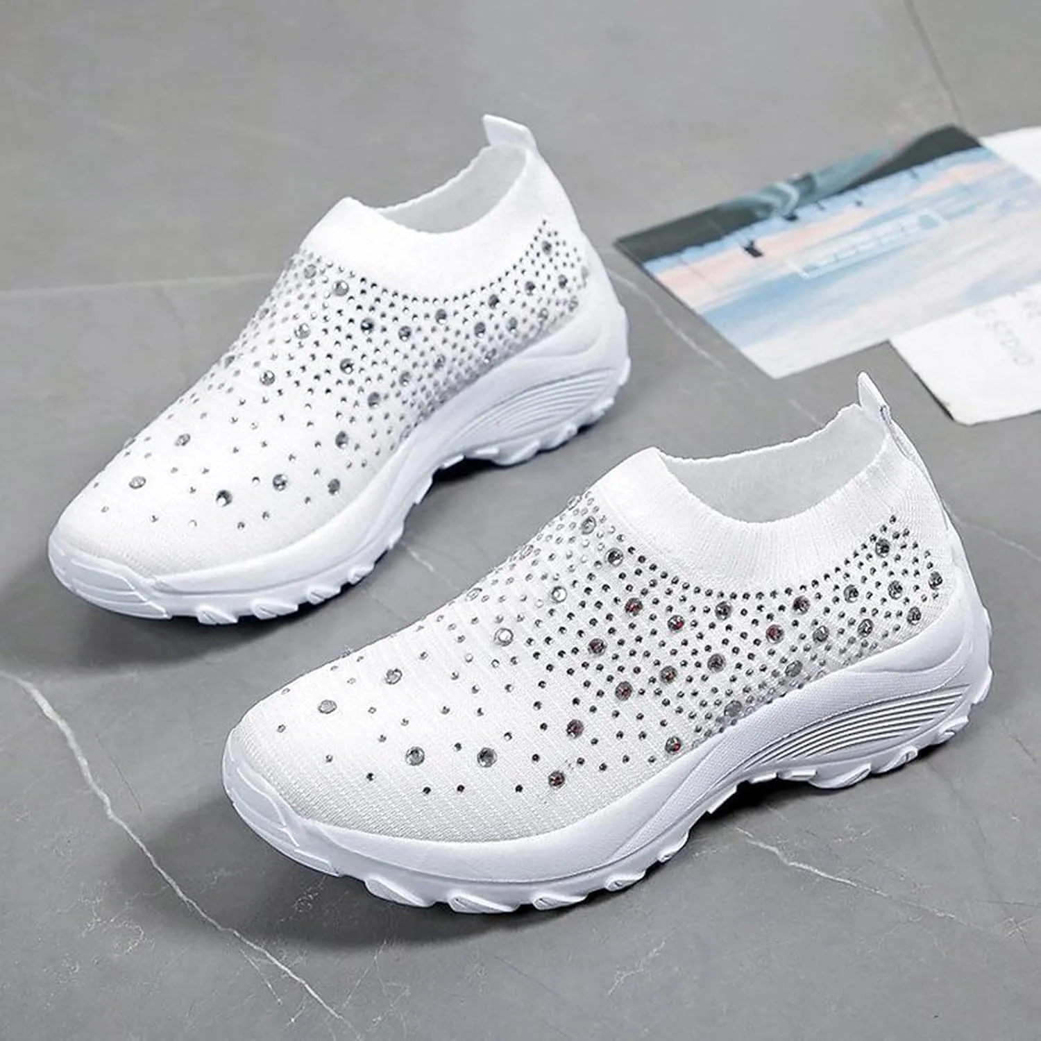 Sneakers for Walking Women Nurses Shoes for Women Comfortable Non Slip White Women's Tennis Shoes Size 9.5 Wide White Sneakers for Women Non Slip Women's Canvas Slip On Shoes Wide Width Size 11