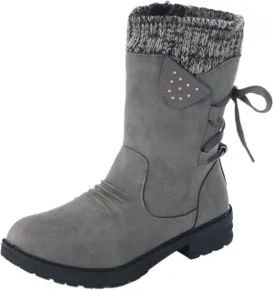 Snow Boots for Women Mid Calf Boots for Women Women Fashion Casual Vintage Retro Lace Up Thick Block Heels Shoes