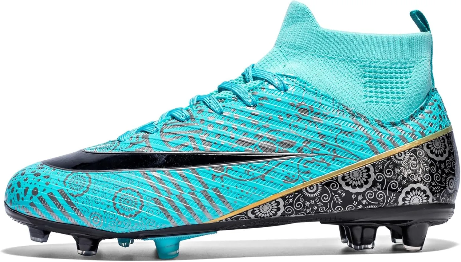 Soccer Shoes Kids Firm Ground Boys Soccer Cleats Youth Spike FG High-Top Football Boots Athletic Sport Training