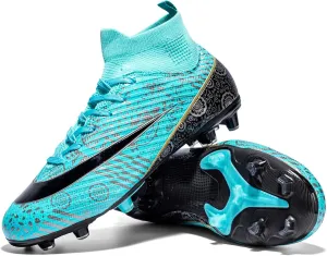 Soccer Shoes Kids Firm Ground Boys Soccer Cleats Youth Spike FG High-Top Football Boots Athletic Sport Training