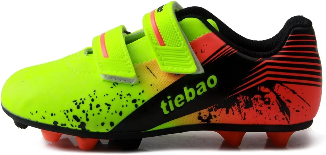 T&B Kids' Soccer Cleats Firm Ground Hook-and-Loop Football Boots Outdoor Sports(Little Kid/Big Kid) No.76660A