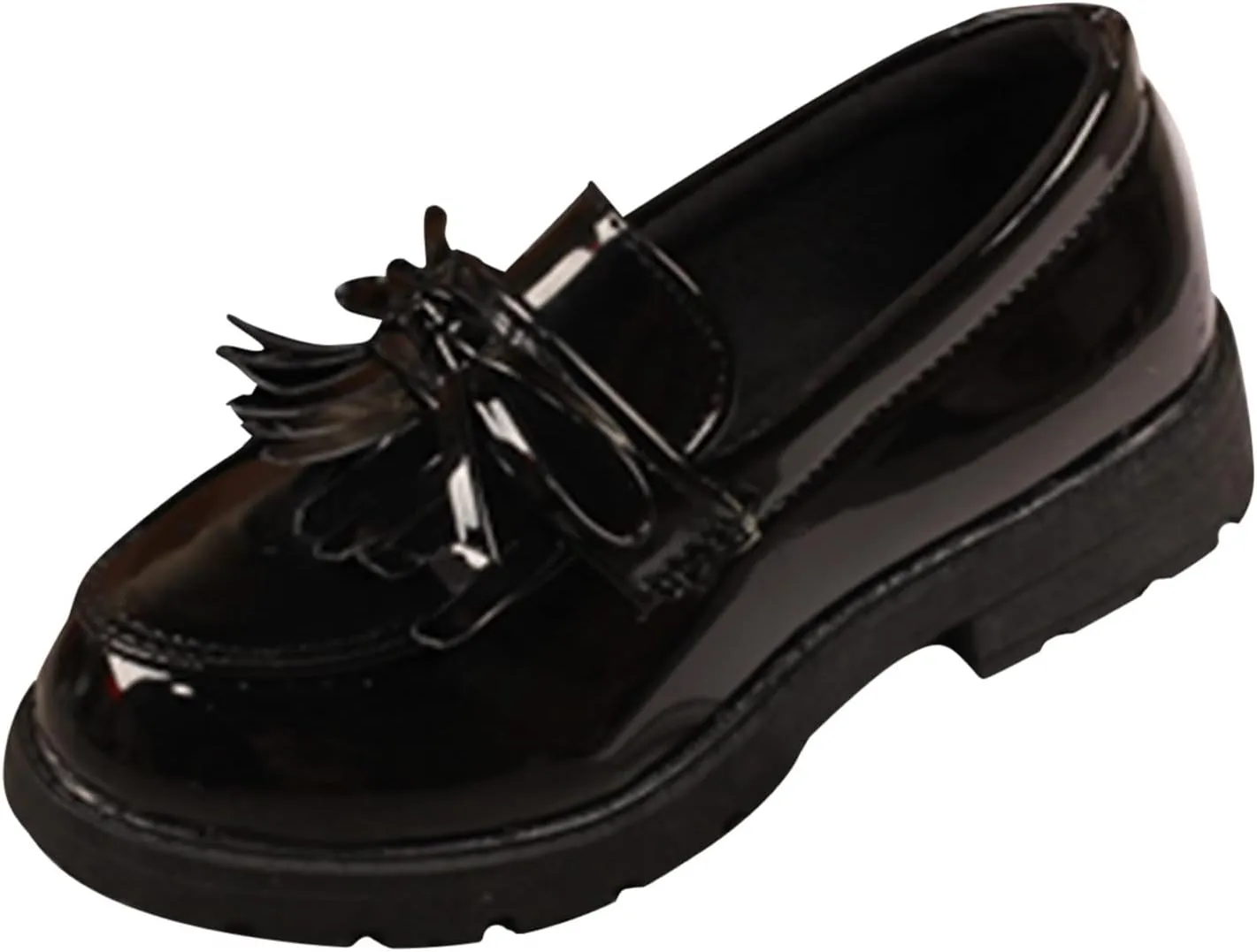Toddler Boys Girls Leather Sneaker Dress Shoes with Bow School Dance Shoes Loafer High Toe Non Slip Sport Shoes
