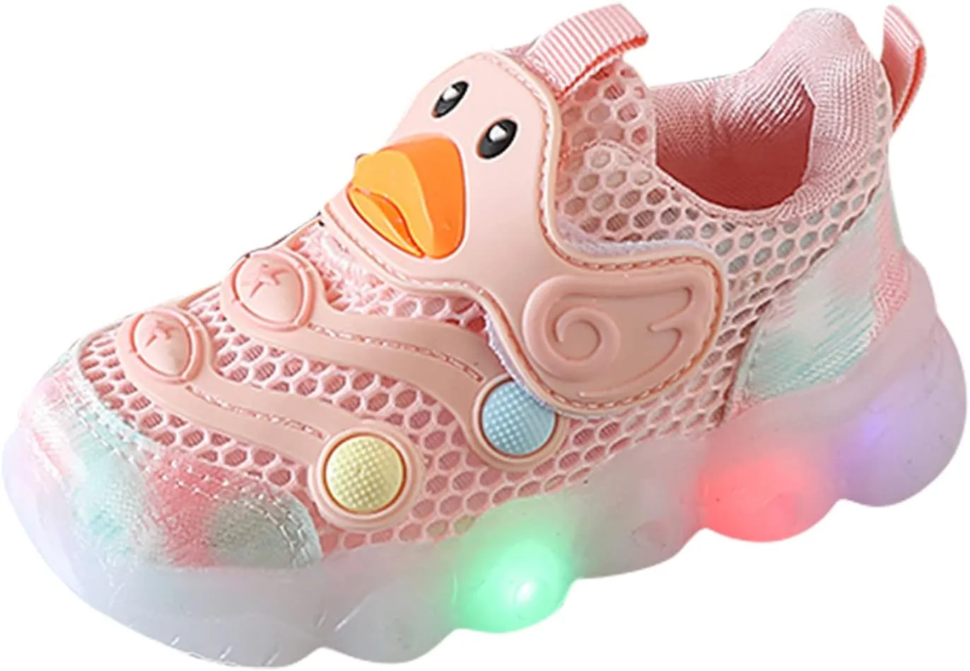 Toddler Boys Girls Light Up Sports Shoes Duck LED Flashing Sneakers Lightweight Mesh Breathable Running Sneakers