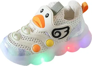 Toddler Boys Girls Light Up Sports Shoes Duck LED Flashing Sneakers Lightweight Mesh Breathable Running Sneakers