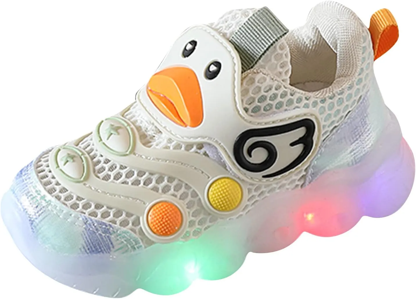 Toddler Boys Girls Light Up Sports Shoes Duck LED Flashing Sneakers Lightweight Mesh Breathable Running Sneakers