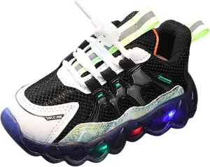 Toddler Girls Boys LED Flashing Sneakers Kids Lightweight Mesh Breathable Soft Sole Casual Sport Shoes for School