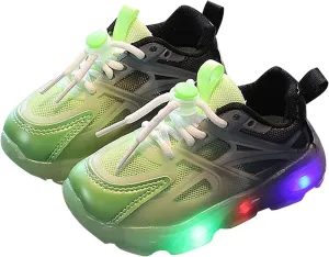 Toddler Led Walking Sneaker Gradient Color Light up Shoes for Boys Girls Birthday Party Shoes for 3 (Green, 7.5 Toddler)