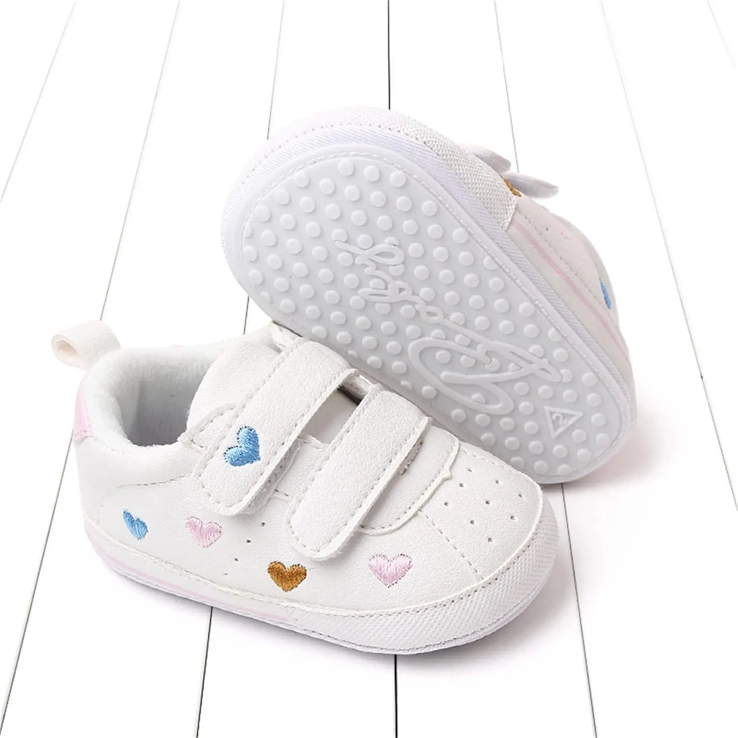 Toddler Shoes Infant Shoes Boys and Girls Sports Shoes Flat Bottom Light Double Strap Hook Loop Comfortable Born Shoes