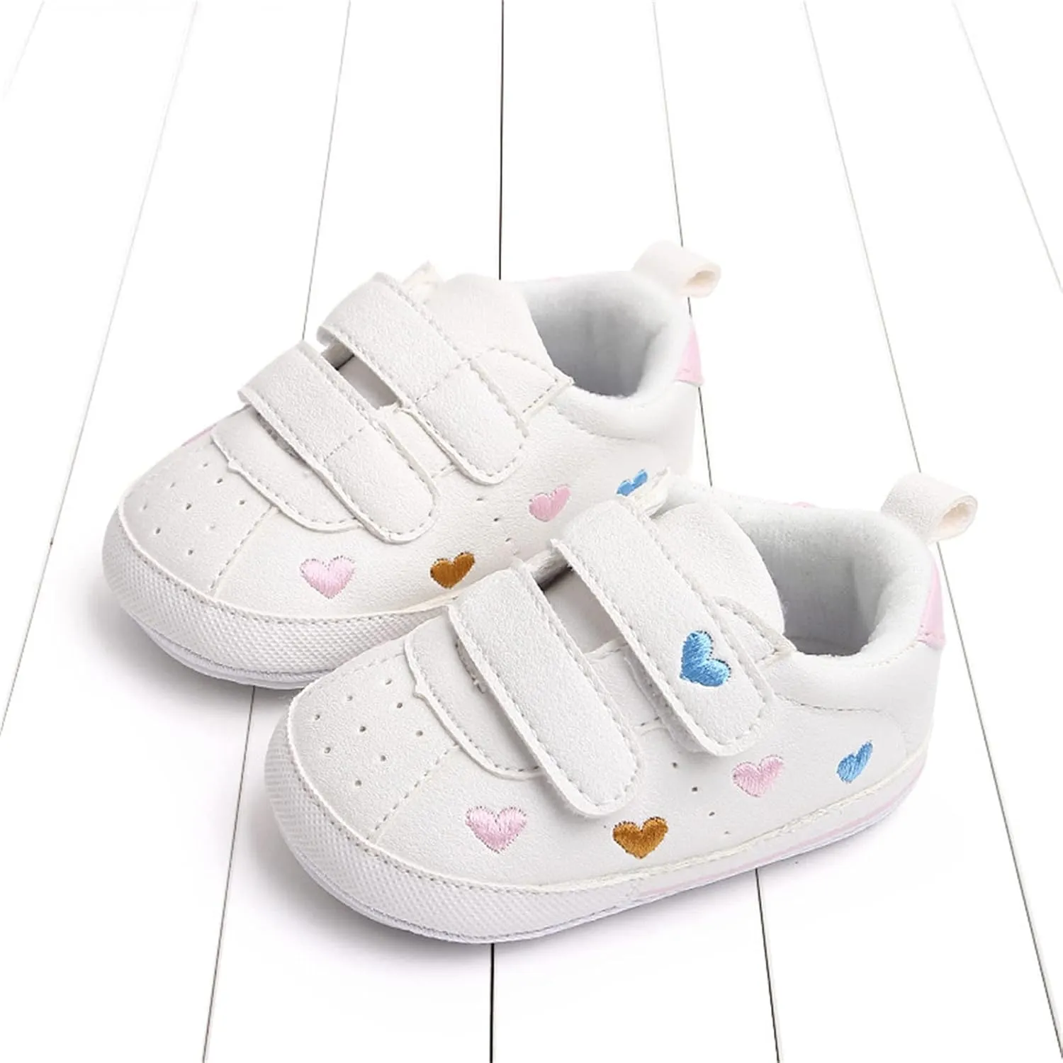 Toddler Shoes Infant Shoes Boys and Girls Sports Shoes Flat Bottom Light Double Strap Hook Loop Comfortable Born Shoes
